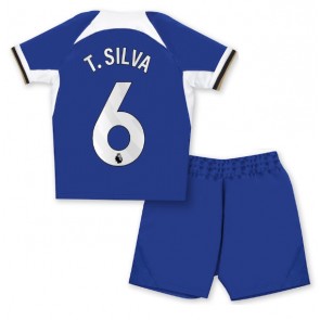 Chelsea Thiago Silva #6 Hemmaställ Barn 2023-24 Kortärmad (+ Korta byxor)